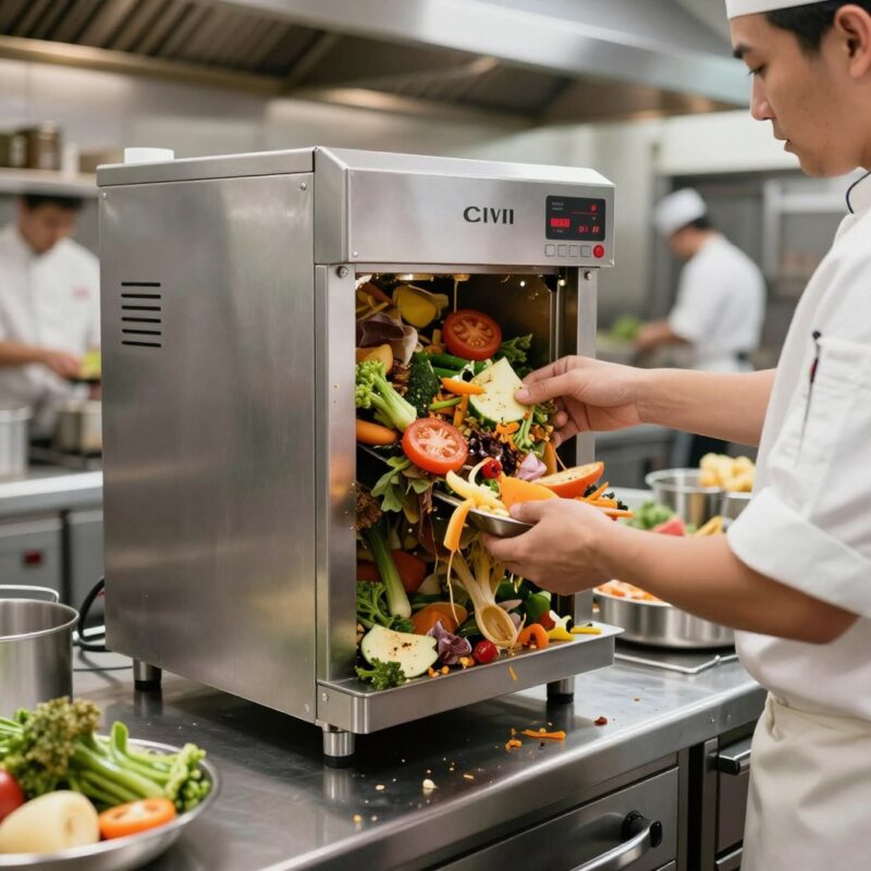 เครื่องย่อยสลายเศษอาหาร CiviO ในร้านอาหาร เครื่องย่อยสลายเศษอาหาร CiviO ในร้านอาหาร